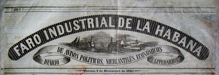 Foto de Cabezal del periódico Faro Industrial de La Habana (1841-1851)